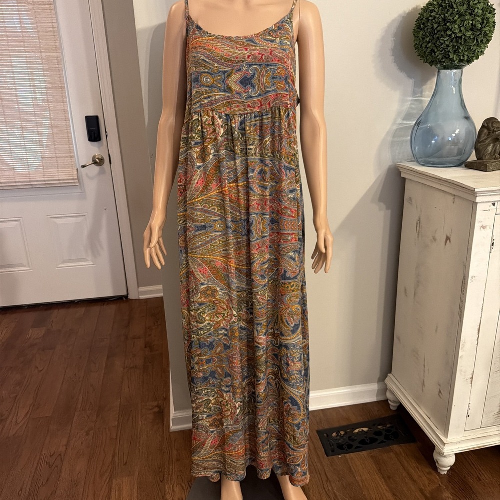 Earthbound Trading Co Maxi Dress XXL Flowy Sleeveless Low Back Laganlook Boho